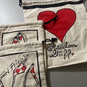 Set of 3 Canvas Drawstring Bags | Travel Organizer | Cute Shoe Print | Gift Read